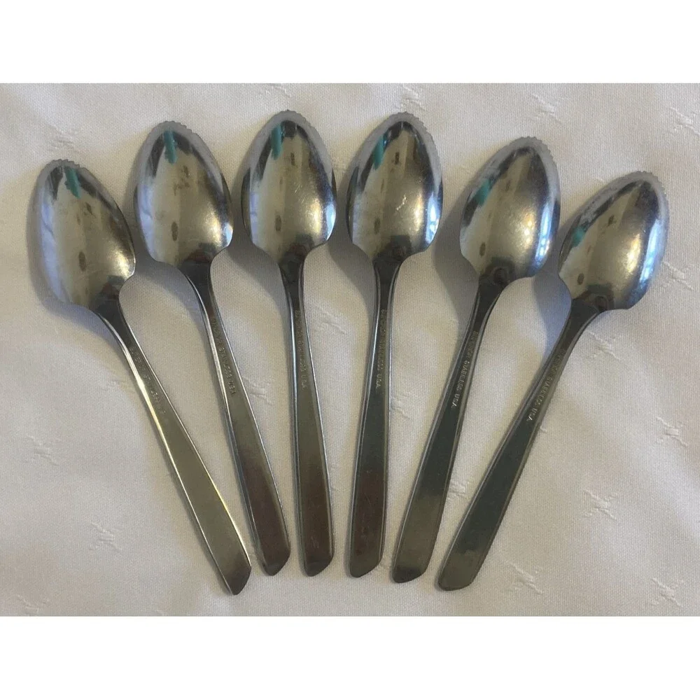 Superior Stainless Night Sky  Atomic Starburst 6 Grapefruit Spoons Flatware
